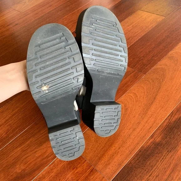 Platform-Block Heels Leather Strap Sandals by Steve Madden, Black, Size 6.5 - Picture 6 of 16